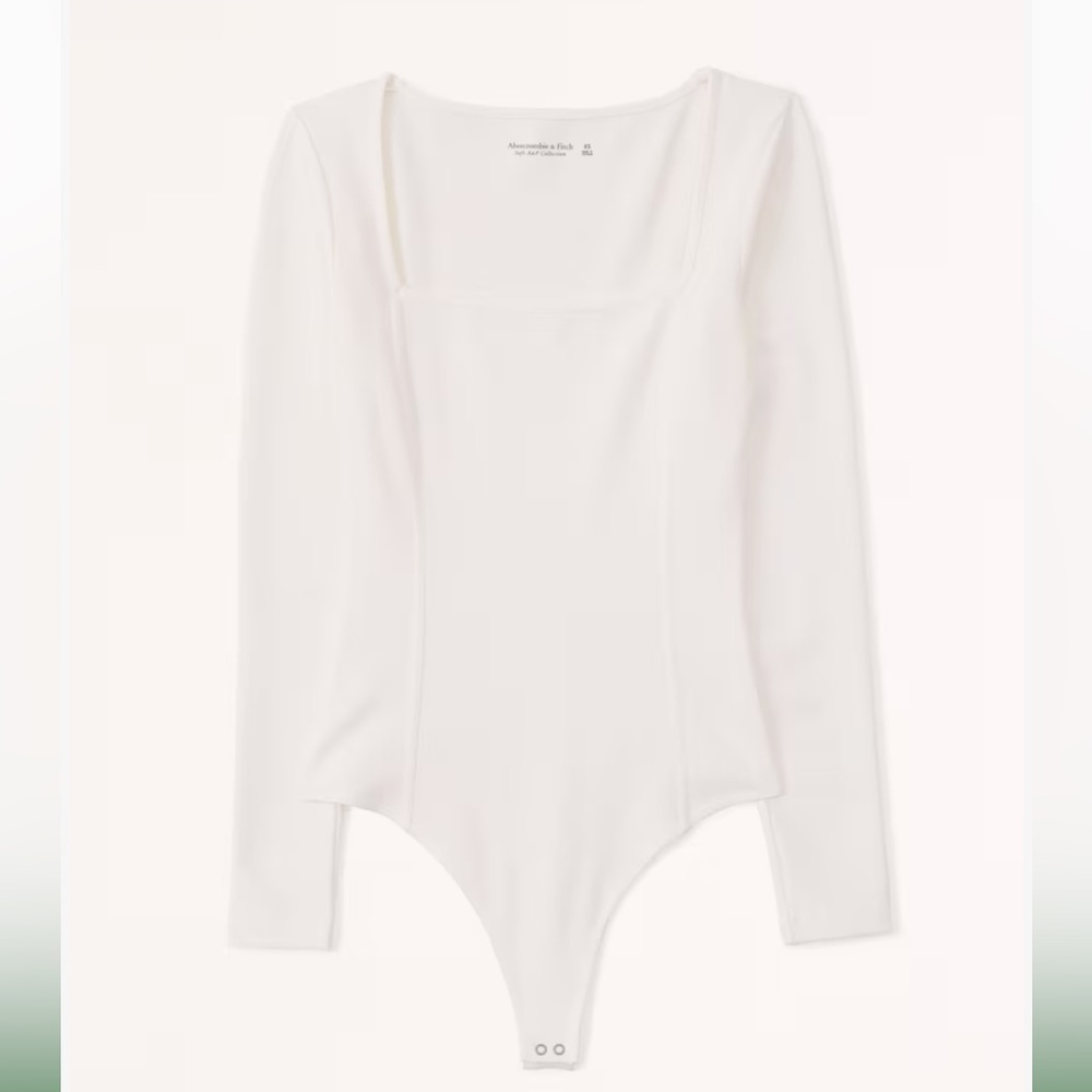 Abercrombie and Fitch Long sleeve Ponte Corset Bodysuit white xxl
